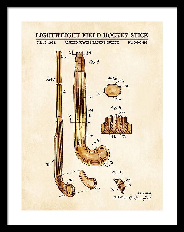 Lightweight Field Hockey Stick Watercolor Patent Us5603498a