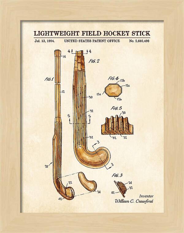 Lightweight Field Hockey Stick Watercolor Patent Us5603498a