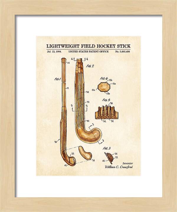 Lightweight Field Hockey Stick Watercolor Patent Us5603498a