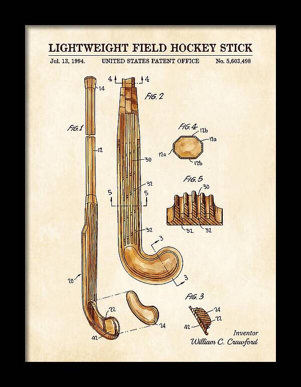 Lightweight Field Hockey Stick Watercolor Patent Us5603498a