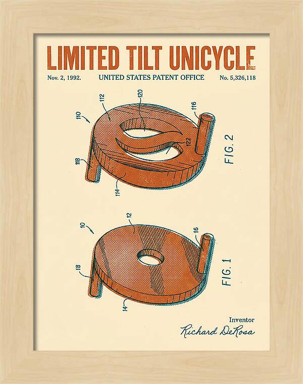 Limited Tilt Unicycle Retro Patent Us5326118a