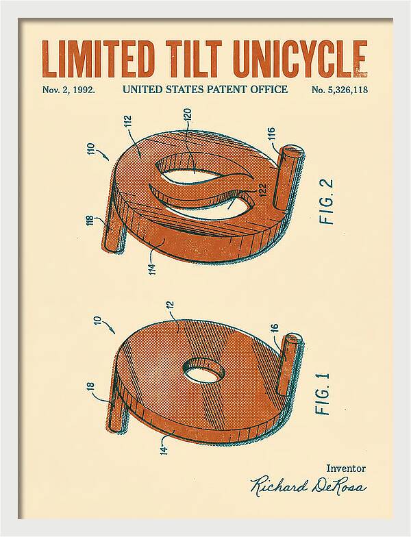 Limited Tilt Unicycle Retro Patent Us5326118a