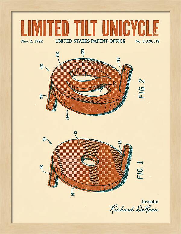 Limited Tilt Unicycle Retro Patent Us5326118a