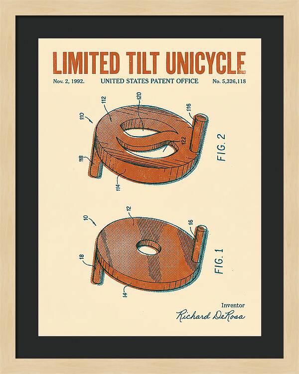 Limited Tilt Unicycle Retro Patent Us5326118a