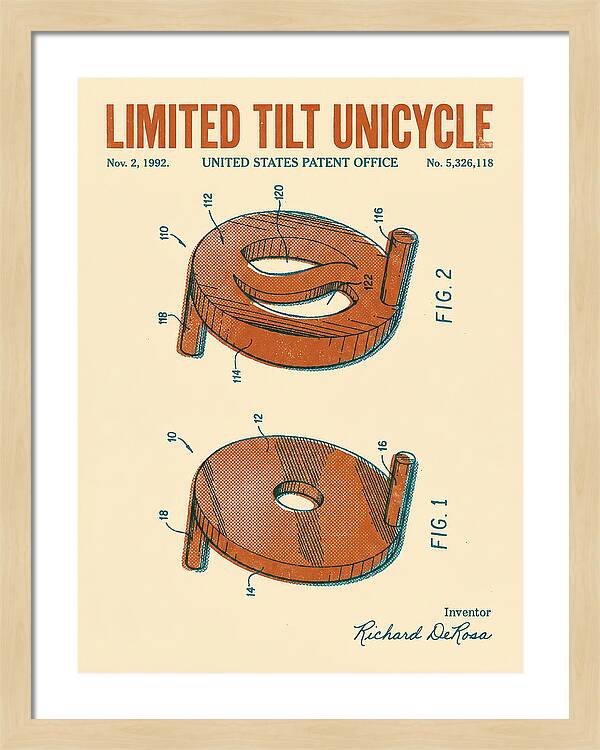Limited Tilt Unicycle Retro Patent Us5326118a