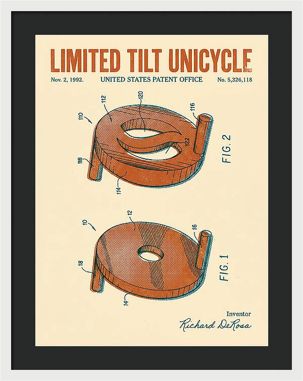 Limited Tilt Unicycle Retro Patent Us5326118a