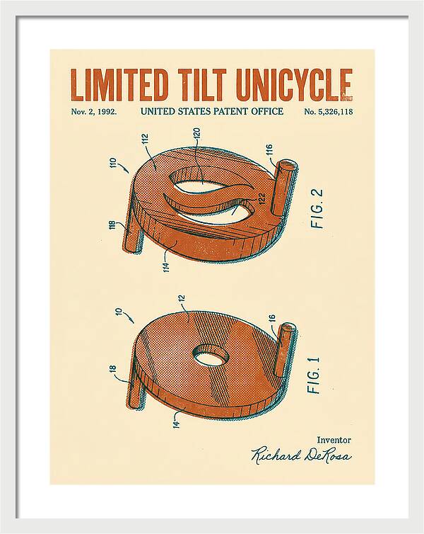 Limited Tilt Unicycle Retro Patent Us5326118a
