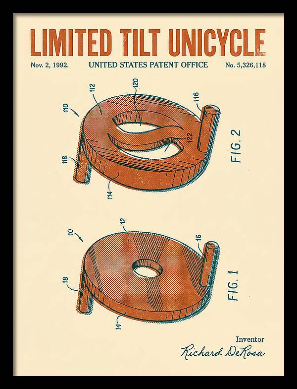 Limited Tilt Unicycle Retro Patent Us5326118a
