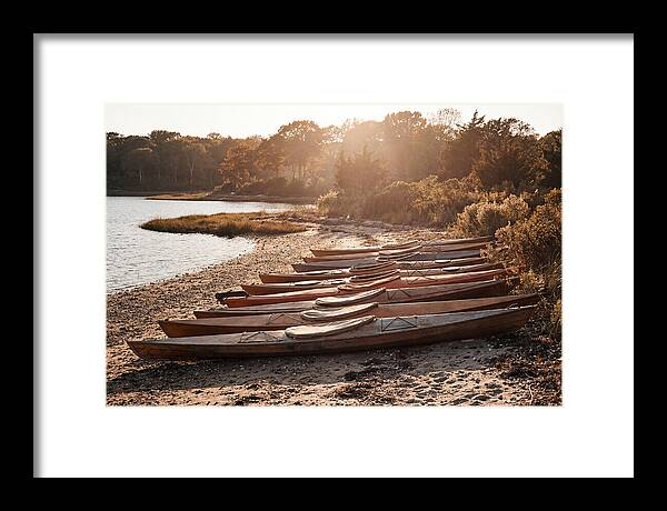 Lined Up Kayaks At Inlet