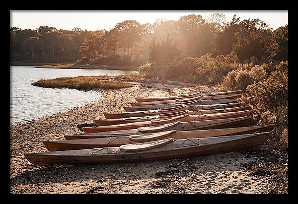 Lined Up Kayaks At Inlet