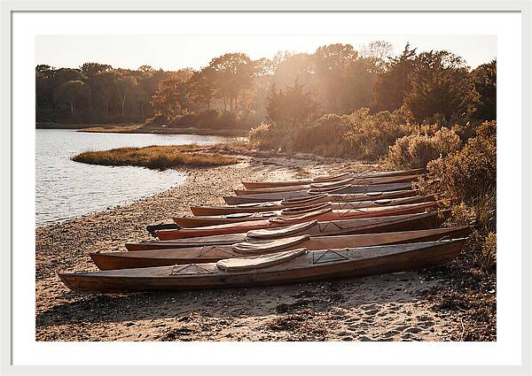 Lined Up Kayaks At Inlet