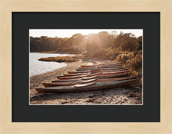 Lined Up Kayaks At Inlet