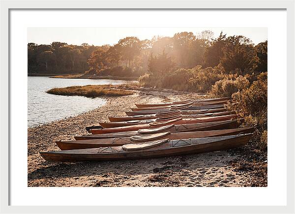 Lined Up Kayaks At Inlet