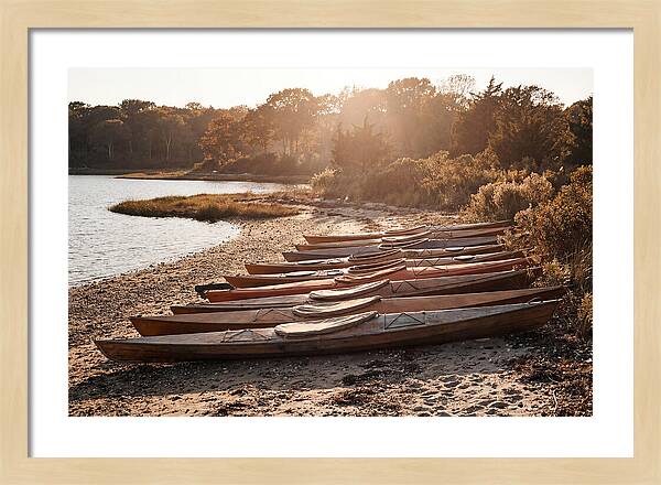 Lined Up Kayaks At Inlet