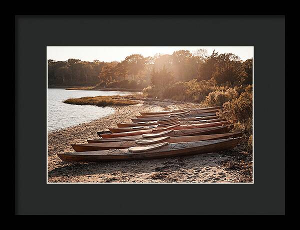 Lined Up Kayaks At Inlet