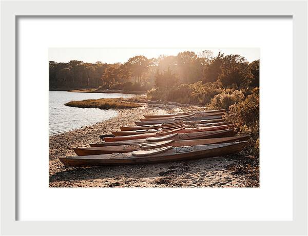 Lined Up Kayaks At Inlet