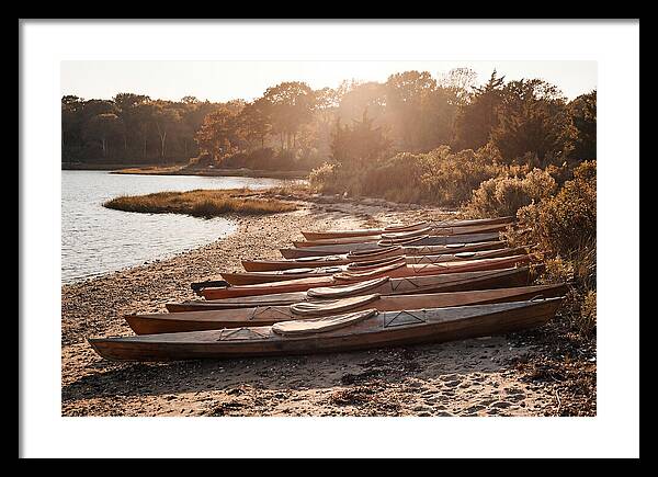 Lined Up Kayaks At Inlet