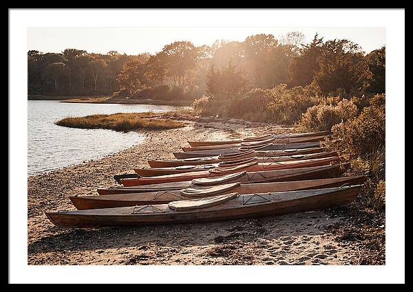 Lined Up Kayaks At Inlet