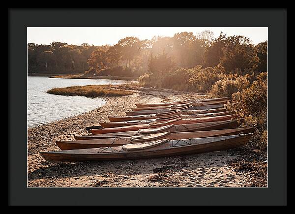 Lined Up Kayaks At Inlet