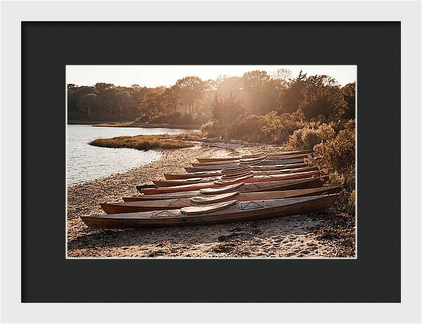 Lined Up Kayaks At Inlet