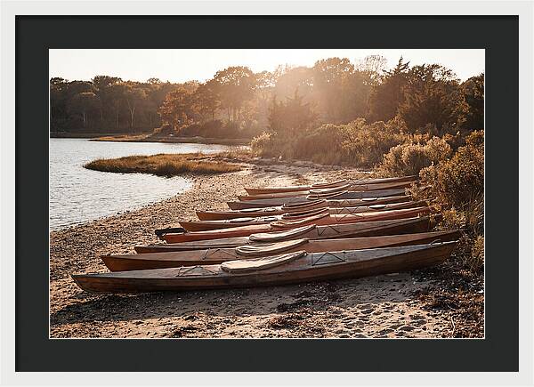 Lined Up Kayaks At Inlet