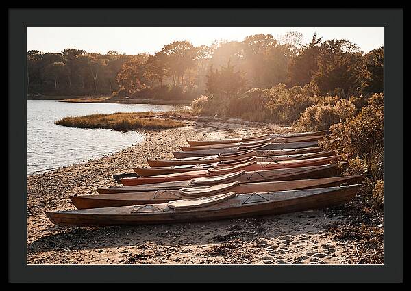 Lined Up Kayaks At Inlet