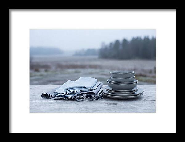 Linen Napkins Beside Ceramic Dish