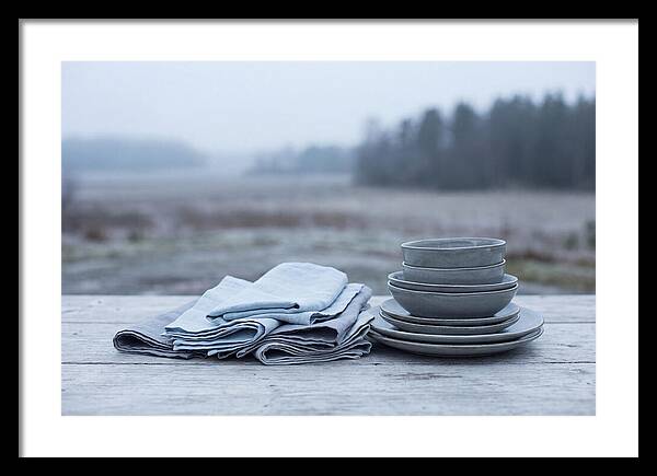 Linen Napkins Beside Ceramic Dish