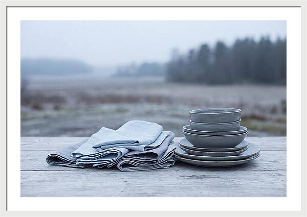 Linen Napkins Beside Ceramic Dish