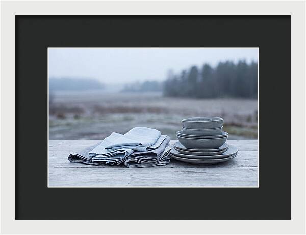 Linen Napkins Beside Ceramic Dish