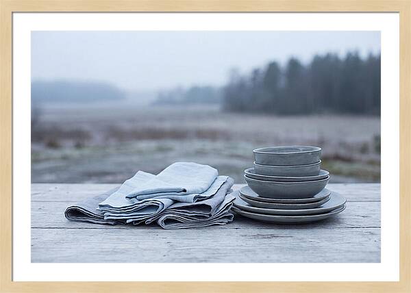 Linen Napkins Beside Ceramic Dish