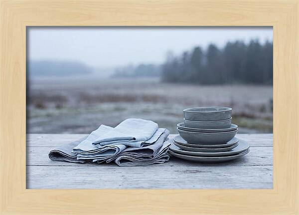 Linen Napkins Beside Ceramic Dish