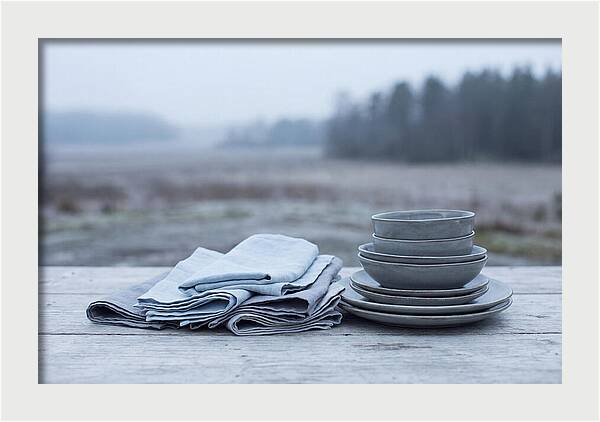 Linen Napkins Beside Ceramic Dish