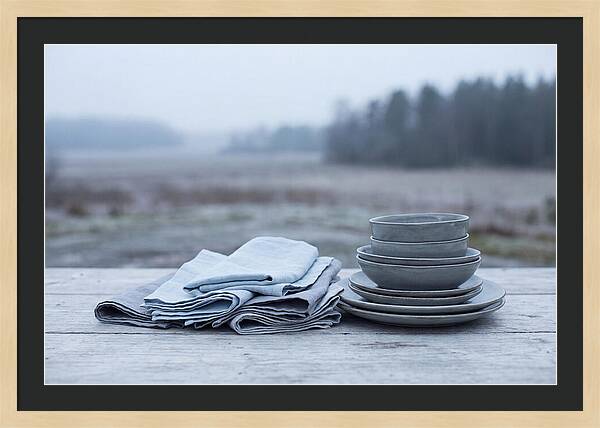 Linen Napkins Beside Ceramic Dish