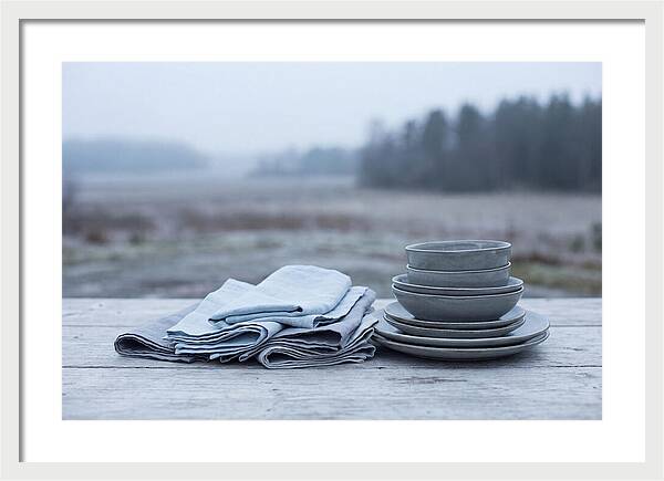 Linen Napkins Beside Ceramic Dish
