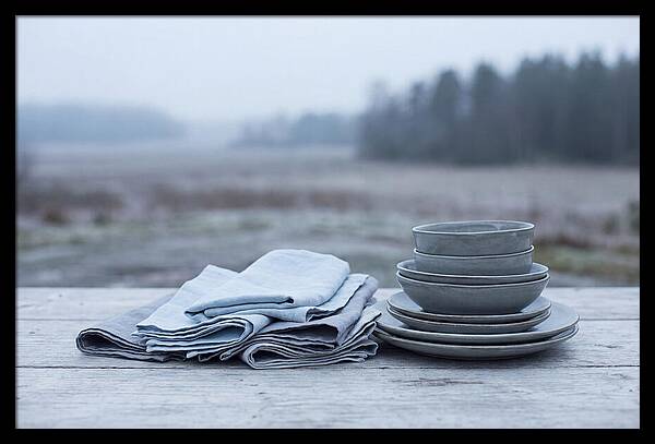 Linen Napkins Beside Ceramic Dish