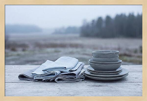 Linen Napkins Beside Ceramic Dish