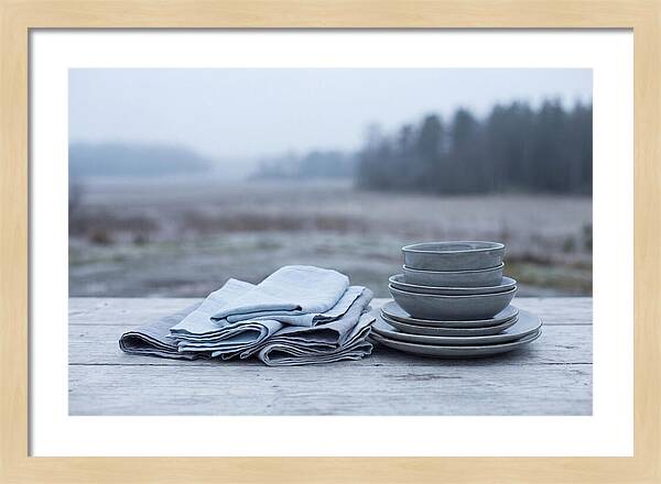 Linen Napkins Beside Ceramic Dish