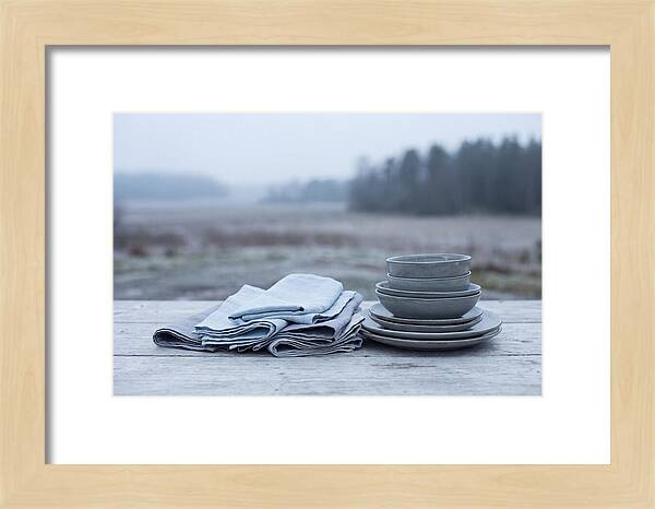 Linen Napkins Beside Ceramic Dish