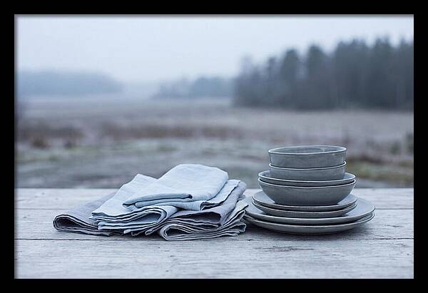 Linen Napkins Beside Ceramic Dish