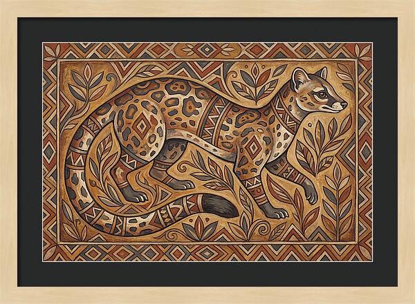 Linsang In Folk Art Style