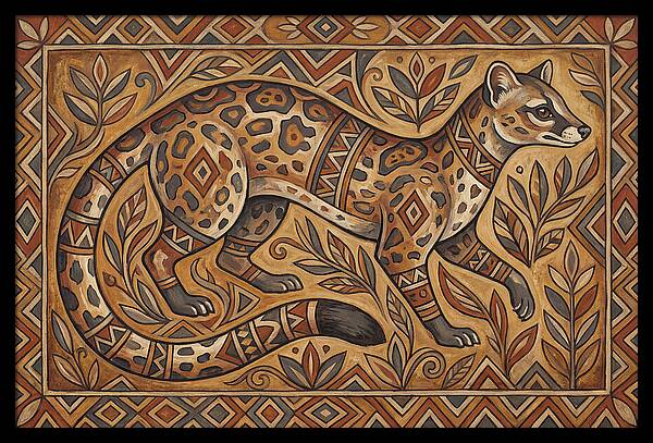 Linsang In Folk Art Style