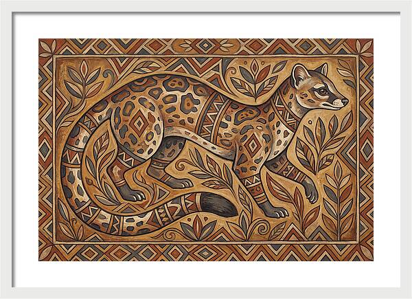 Linsang In Folk Art Style