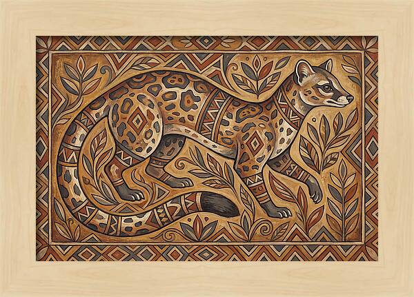 Linsang In Folk Art Style