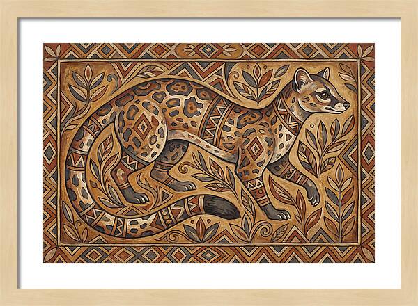 Linsang In Folk Art Style