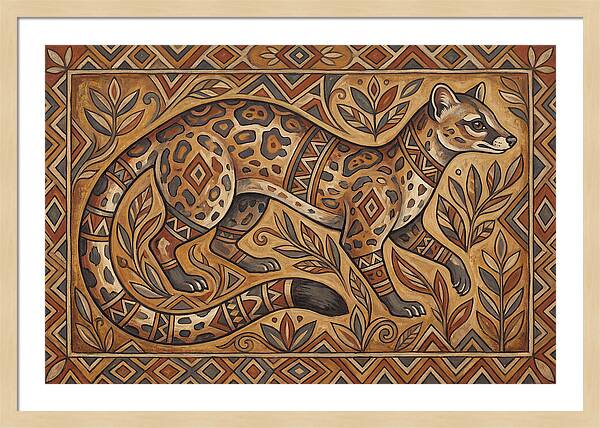 Linsang In Folk Art Style