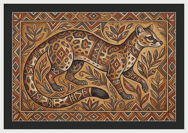Linsang In Folk Art Style