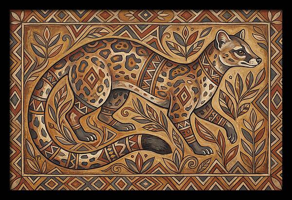 Linsang In Folk Art Style