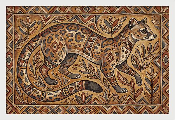 Linsang In Folk Art Style