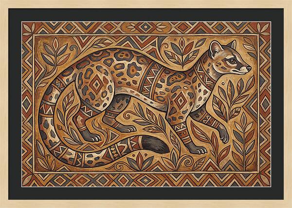 Linsang In Folk Art Style